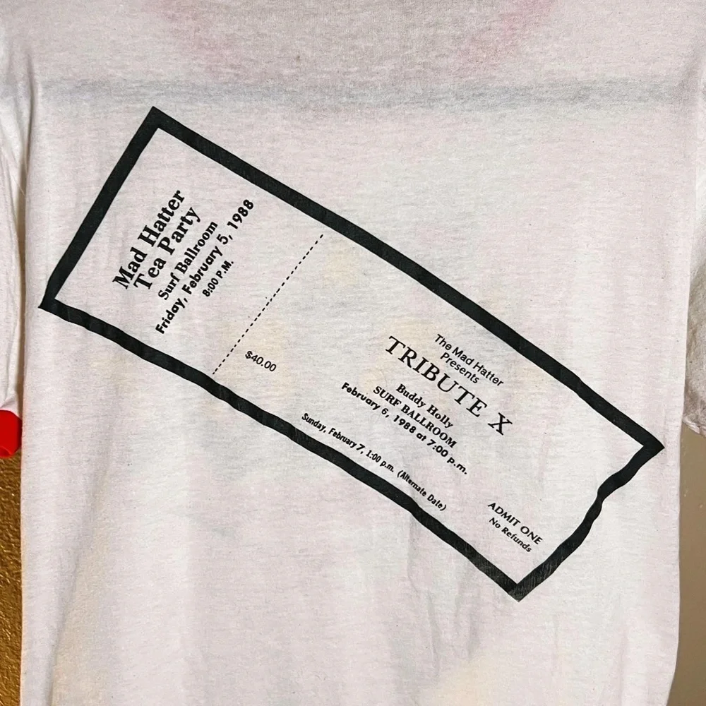 1980s RARE Buddy Holly Tribute Ringer Tee - Picture 4 of 5